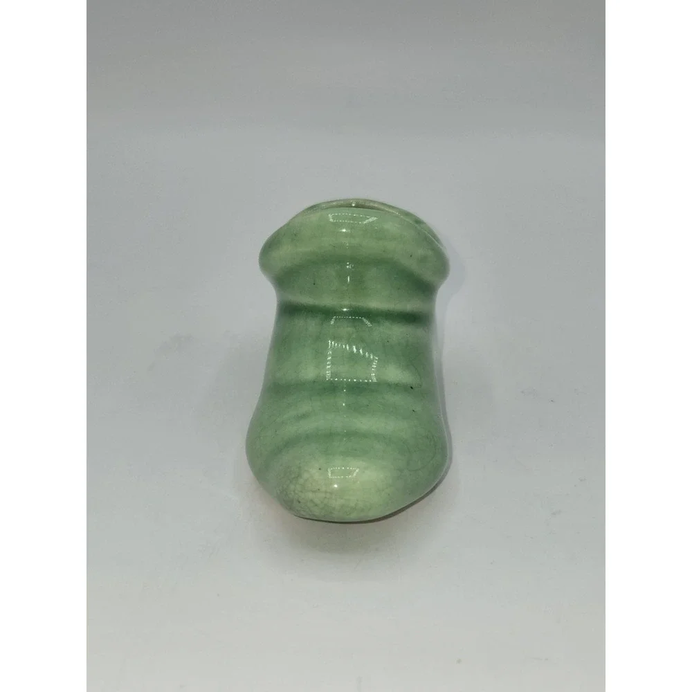 Vintage Green Pottery Shoe Planter Miniature Boot Vase Cottage Decor
